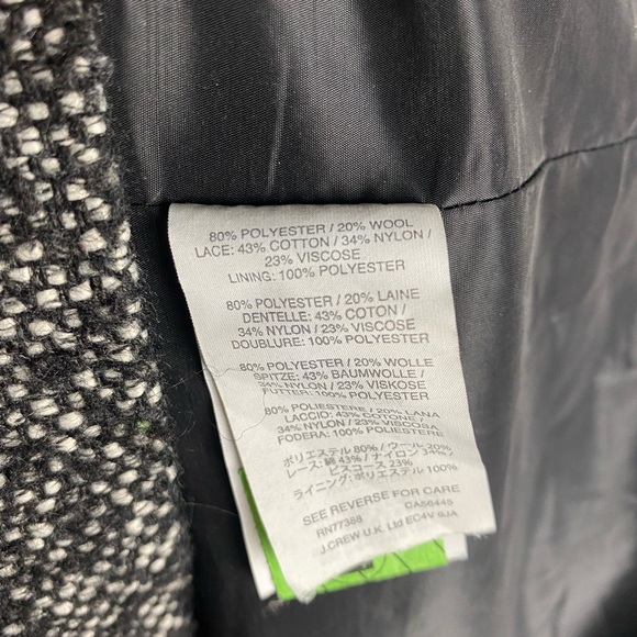 J. CREW Tweed & Lace Cap Sleeve Sheath Dress Black White Womens 2Petite - Picture 8 of 9